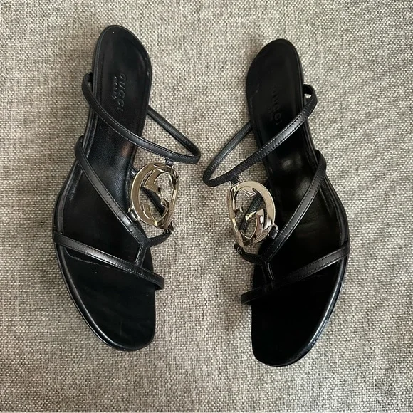 Vintage Gucci ‘GG’ logo strappy kitten heel sandals - Picture 3 of 6